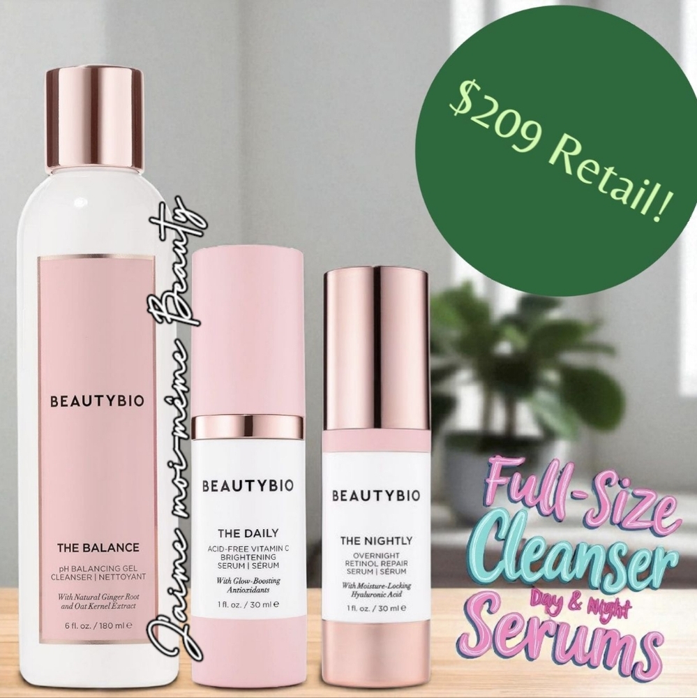 Beauty Bio Anti Aging Set- Cleanser, Daily Vitamin C And Nightly Retinol Serum